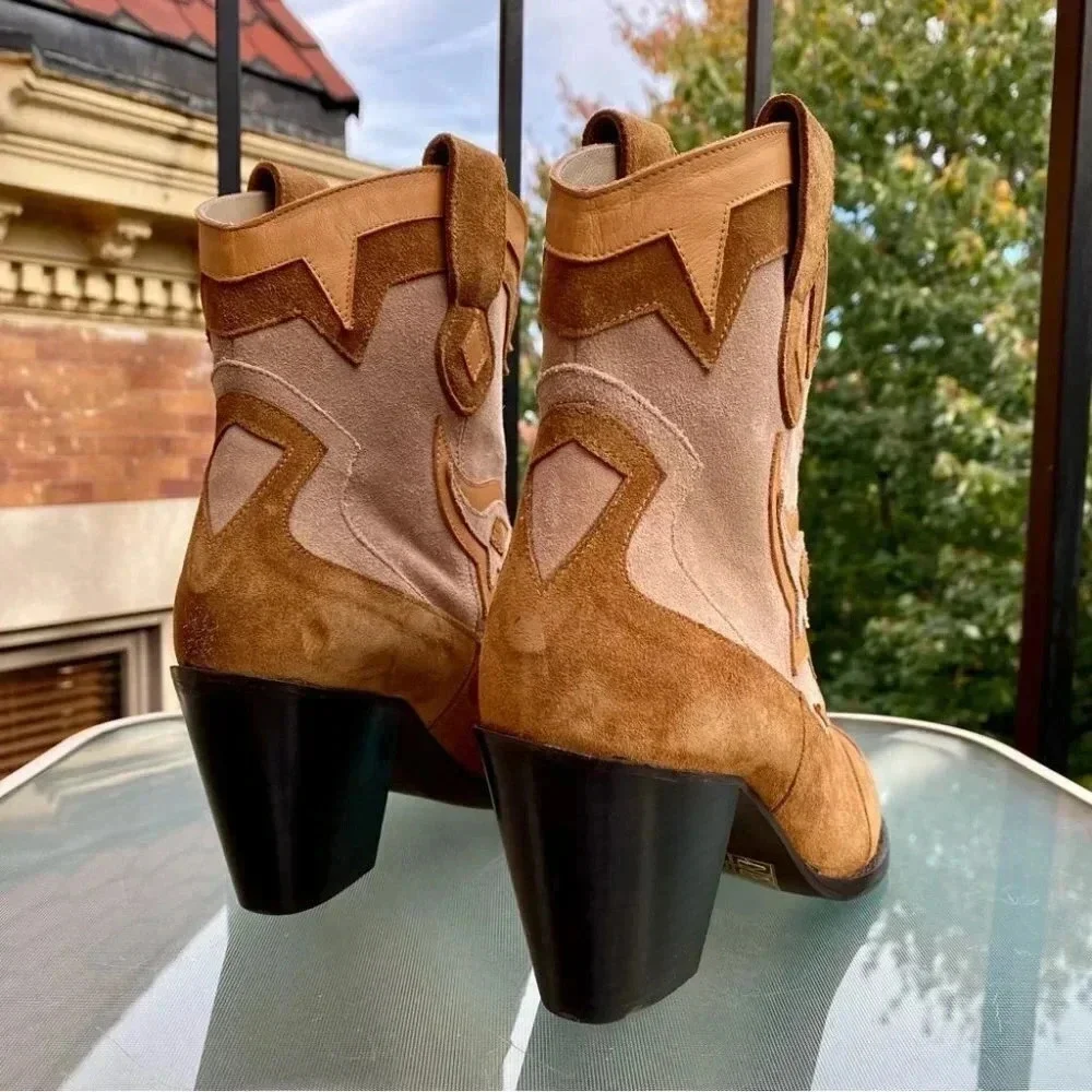 New Free People Toral Western Suede Boots Brown Womens 8 - Picture 10 of 13